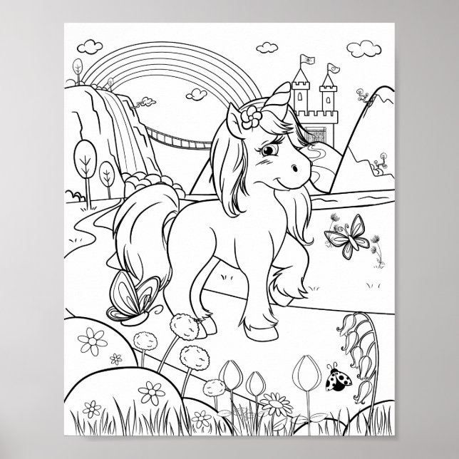 Póster Colores niños de unicornio (Frente)