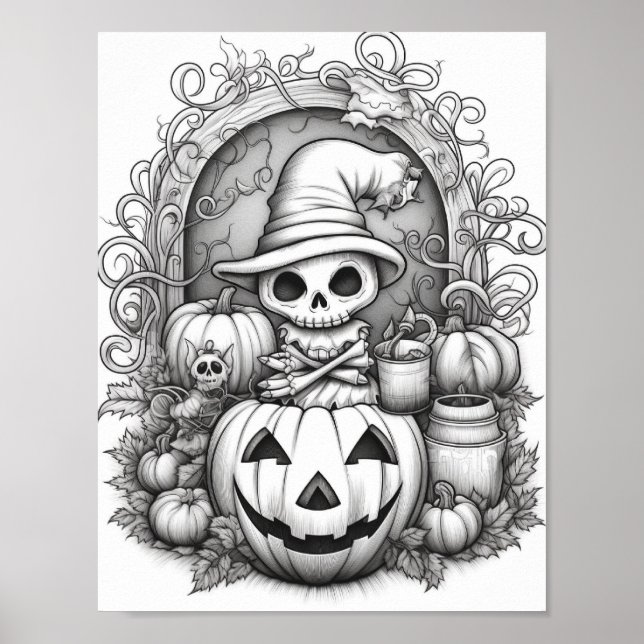 Póster Colores para adultos de Halloween (Frente)