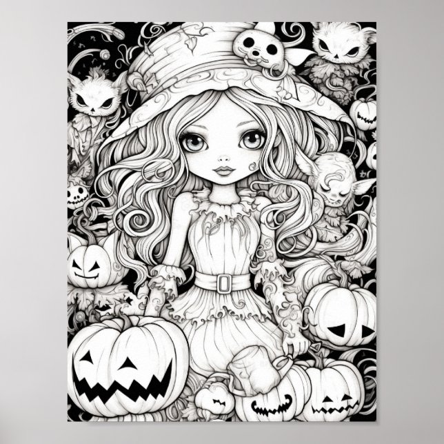 Póster Colores para adultos de Halloween (Frente)