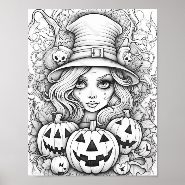 Póster Colores para adultos de Halloween (Frente)
