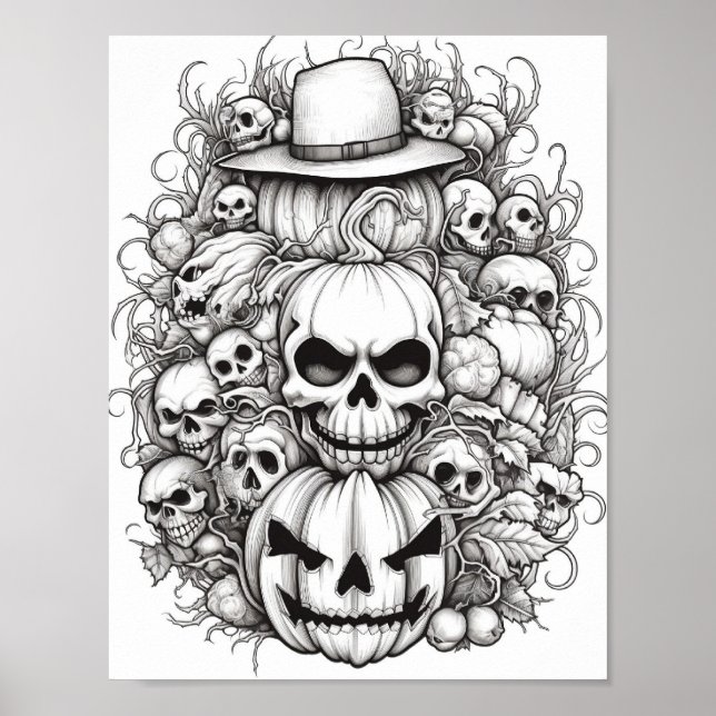 Póster Colores para adultos de Halloween (Frente)