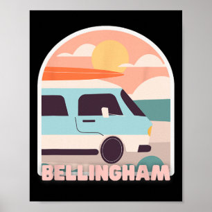 Póster Colores pastel retro de la playa de Bellingham Sol