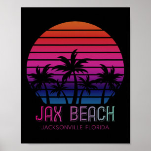 Póster Colores retro de los años 80 Jacksonville Florida 