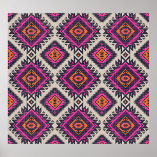 Póster Colores retro, diseño tribal navajo.