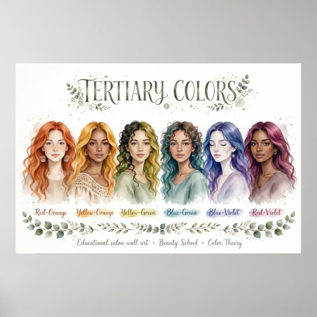 Póster Colores Terciarios Boho Educativos (Frente)