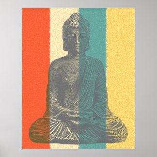 Póster Colores vintage que meditan al Buda