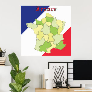 Póster Colores Y Mapa Nacionales De Francia