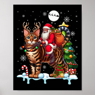 Póster Colorfu de árbol de navidad de gato de reno de San