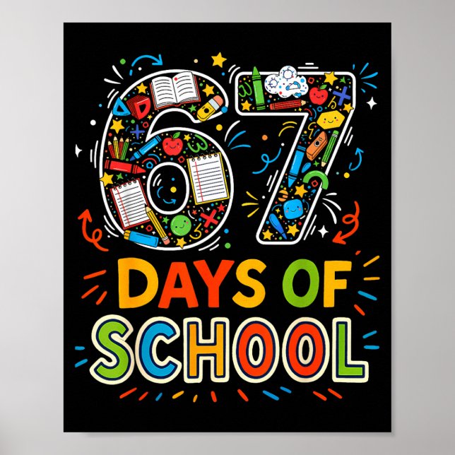 Póster Colorful 67 Days Of School Clroom Learning Celebra (Frente)
