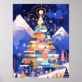 Póster Colorful Abstract Christmas Tree