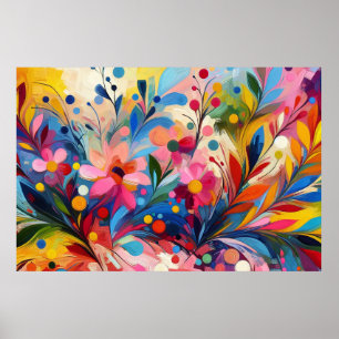 Póster Colorful Abstract Flowers Vibrant Explosion Art Ch