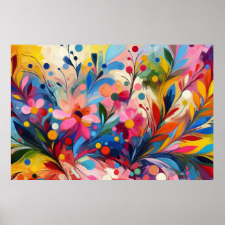 Póster Colorful Abstract Flowers Vibrant Explosion Art Ch