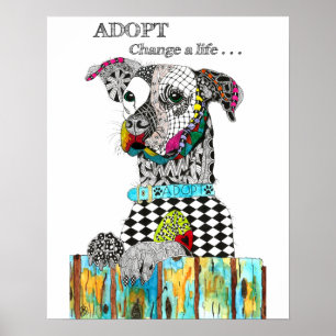 Póster Colorful Adopt a Dog Poster - 16" x 20"