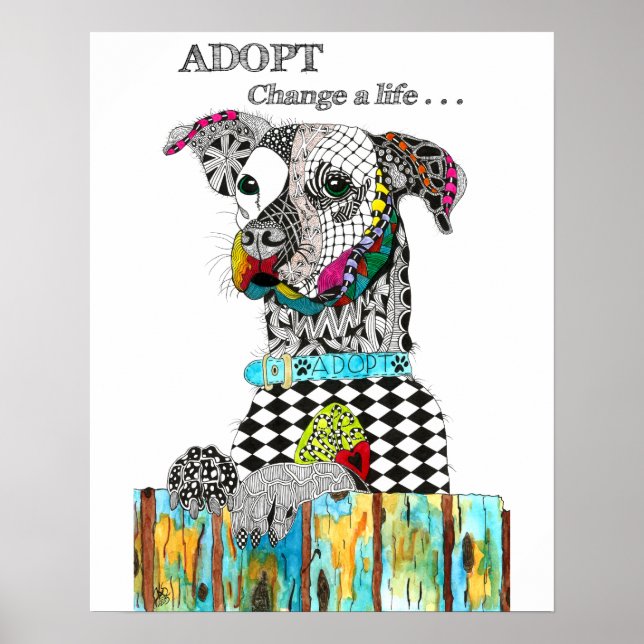 Póster Colorful Adopt a Dog Poster - 16" x 20" (Frente)