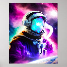 Póster Colorful Astronaut in Outer Space Poster