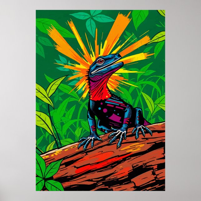 Póster Colorful Basilisk Lizard Jungle Art (Frente)