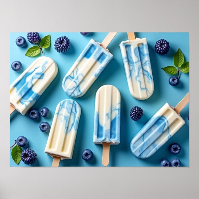 Póster Colorful Berry Ice Cream Popsicle Pattern Summer (Frente)