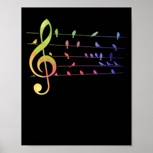 Póster Colorful Birds Musical Notes Music Teacher