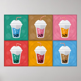 Póster Colorful Bubble Tea 6 Pack
