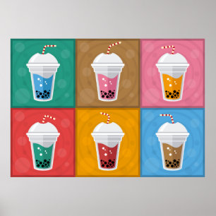 Póster Colorful Bubble Tea 6 Pack