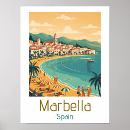 Póster Colorful Classic Marbella Spain Travel Elegant Art