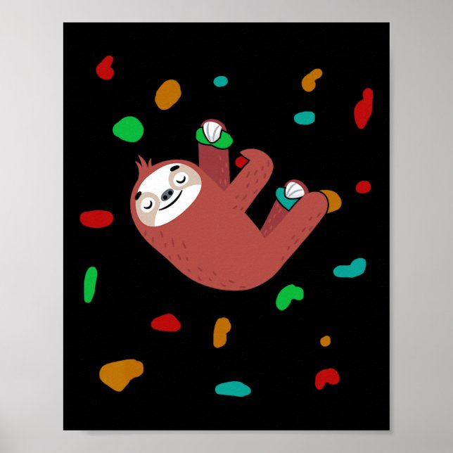 Póster Colorful Climbing Wall Sloth Climber Boulder  (Frente)