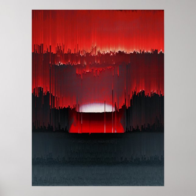 Póster Colorful Digital Sunset Glitch (Frente)