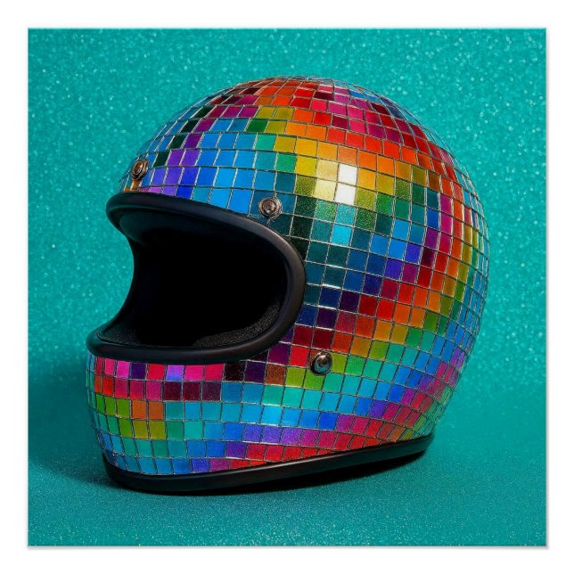 Póster Colorful Disco Helmet Print. (Anverso)
