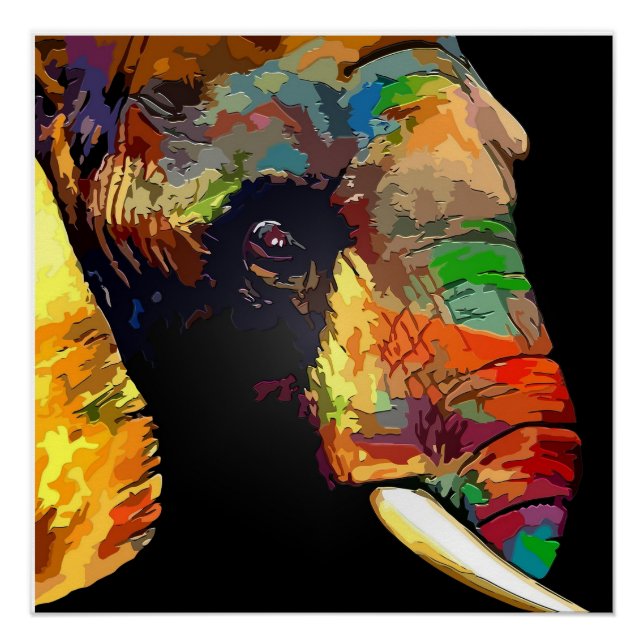 Póster Colorful elephant paint (Anverso)