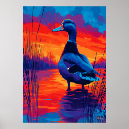 Póster Colorful Expressionist Duck Sunset Wall Art