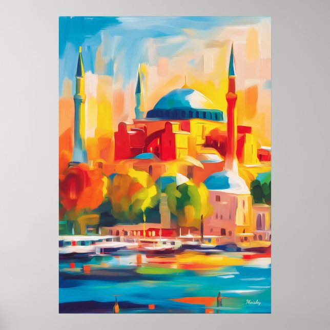 Póster Colorful Fauvist Istanbul Hagia Sophia Art (Frente)