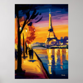Póster Colorful Fauvist Paris Eiffel Tower Wall Art
