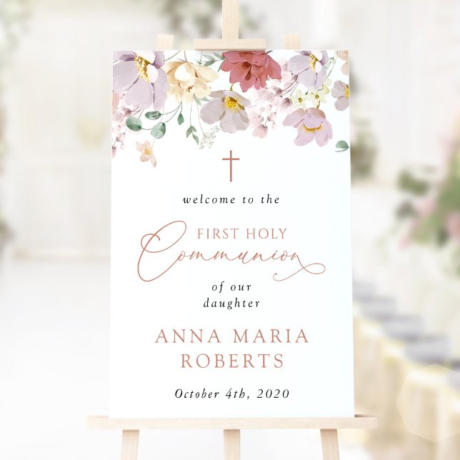 Póster Colorful Flowers, First Holy Communion Welcome (Subido por el creador)