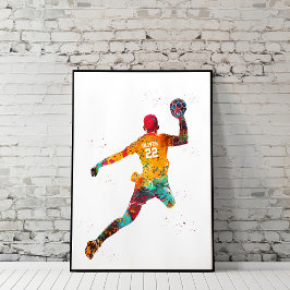 Póster Colorful Handball Player
