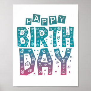 Póster colorful happy birthday for all