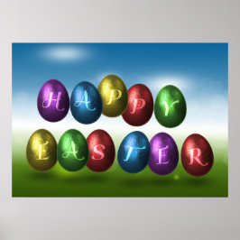 Póster Colorful Happy Easter Eggs