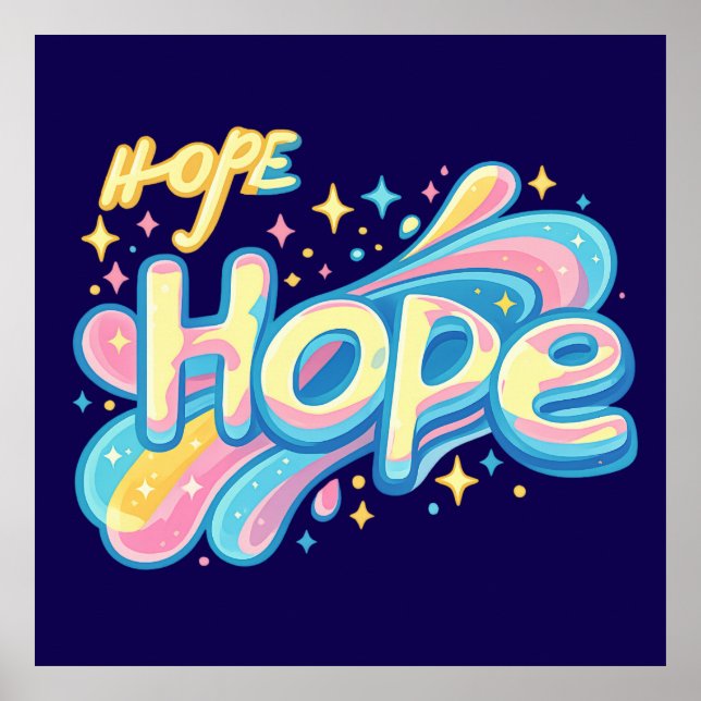 Póster Colorful Hope Graffiti - Y2K Sparkle Aesthetic (Frente)