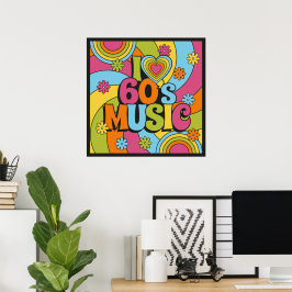 Póster Colorful I Love 60s Music Retro Classic Decor