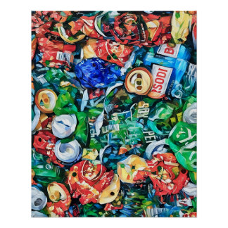 Póster Colorful Illustration of Crushed Aluminum Soda