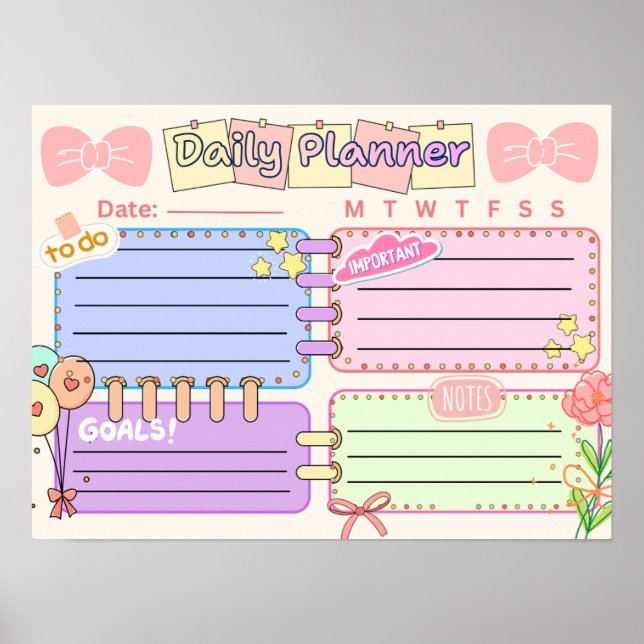 Póster colorful kawaii  daily planner (Frente)
