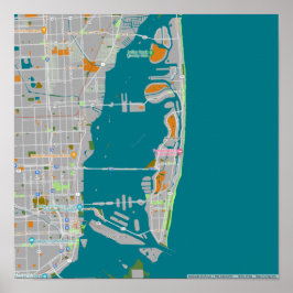 Póster Colorful map of Miami