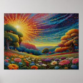 Póster Colorful Meadow Art