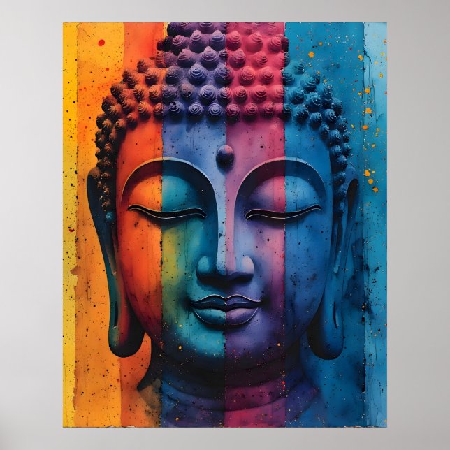 Póster Colorful Modern Art - Divine Buddha Painting (Frente)
