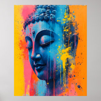 Póster Colorful Modern Art - Gautama Buddha Painting