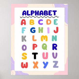 Póster Colorful Modern Rainbow Alphabet Chart Poster