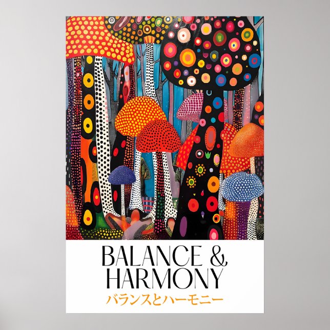 Póster Colorful Mushroom Art Print Psychedelic Forest (Frente)