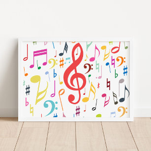 Póster Colorful Music Notes Poster