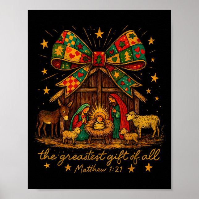 Póster Colorful Nativity – Greatest Gift Matthew 1_21  (Frente)