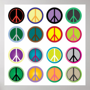 Póster Colorful Peace signs poster