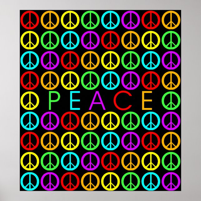 Póster Colorful PEACE w/peace signs (Frente)